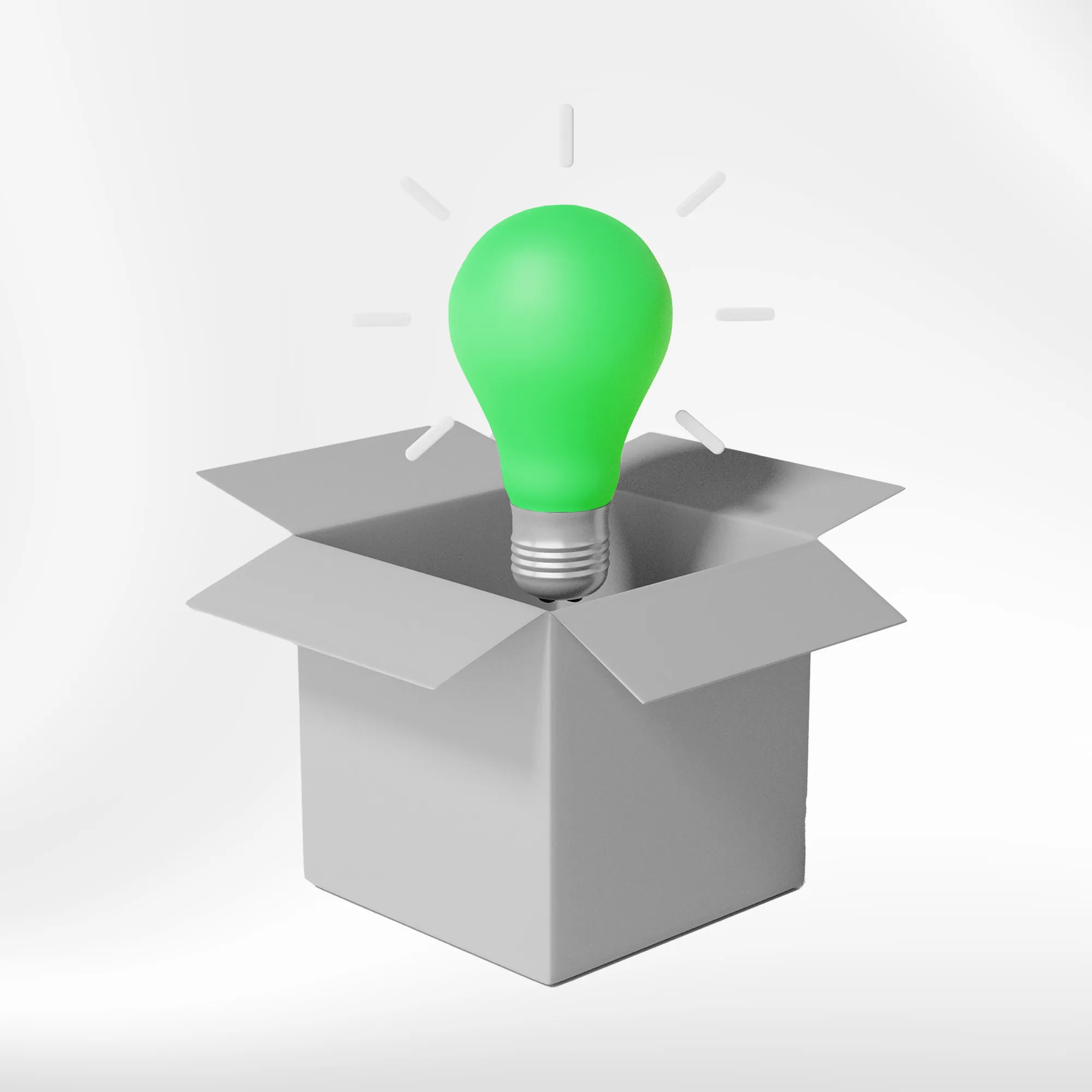 Illustration Innovation - Glühbirne aus Box